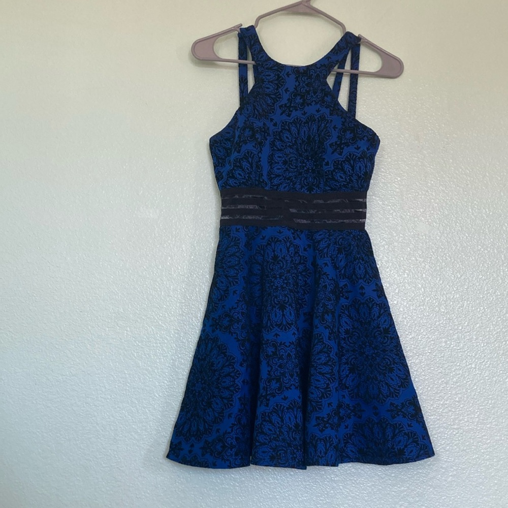 Elegant Blue and Black Women's Dress